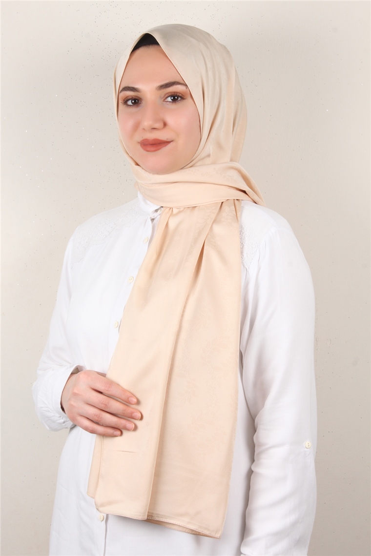 Jakarlı İpeksi Şal 8085-13 Bej