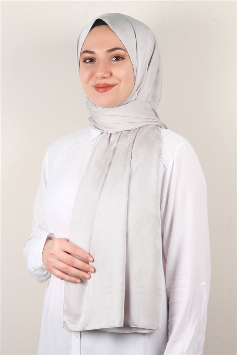 Jakarlı İpeksi Şal 8085-20 Gri