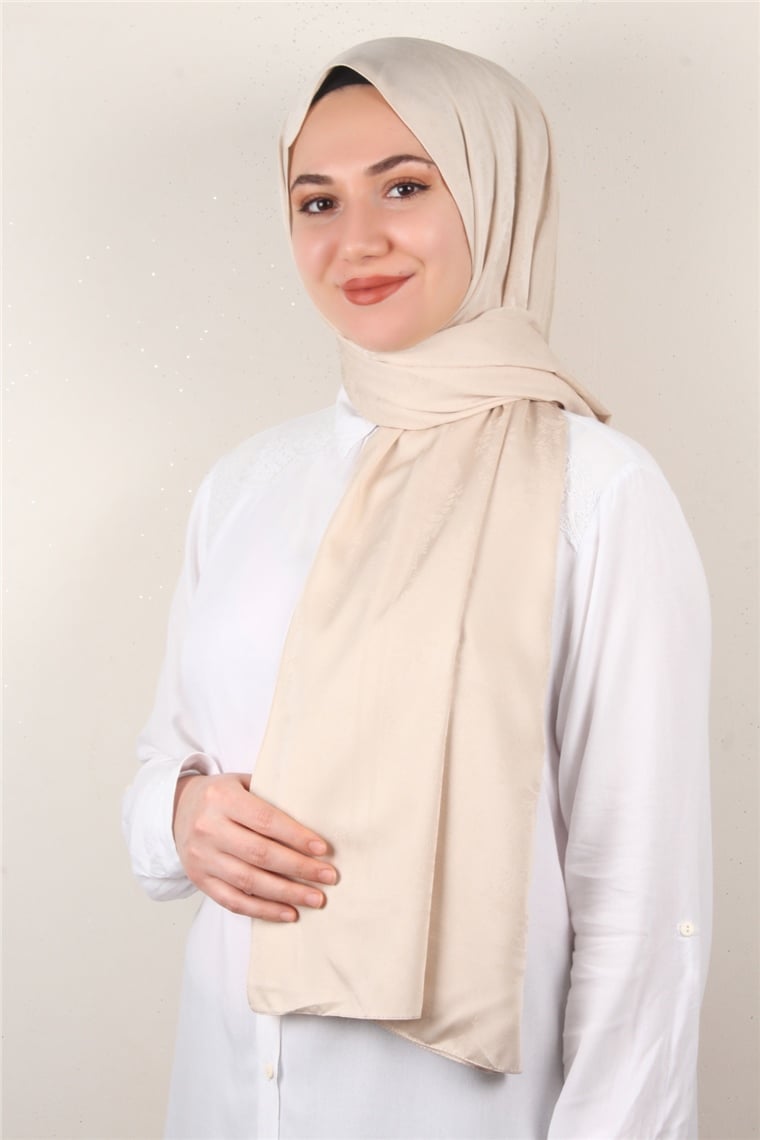 Jakarlı İpeksi Şal 8085-22 Bej