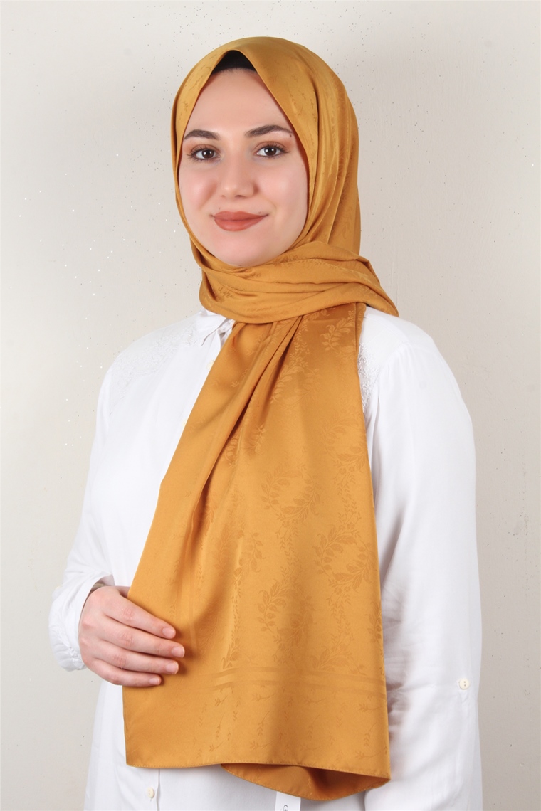 Jakarlı İpeksi Şal 8085-6 Hardal