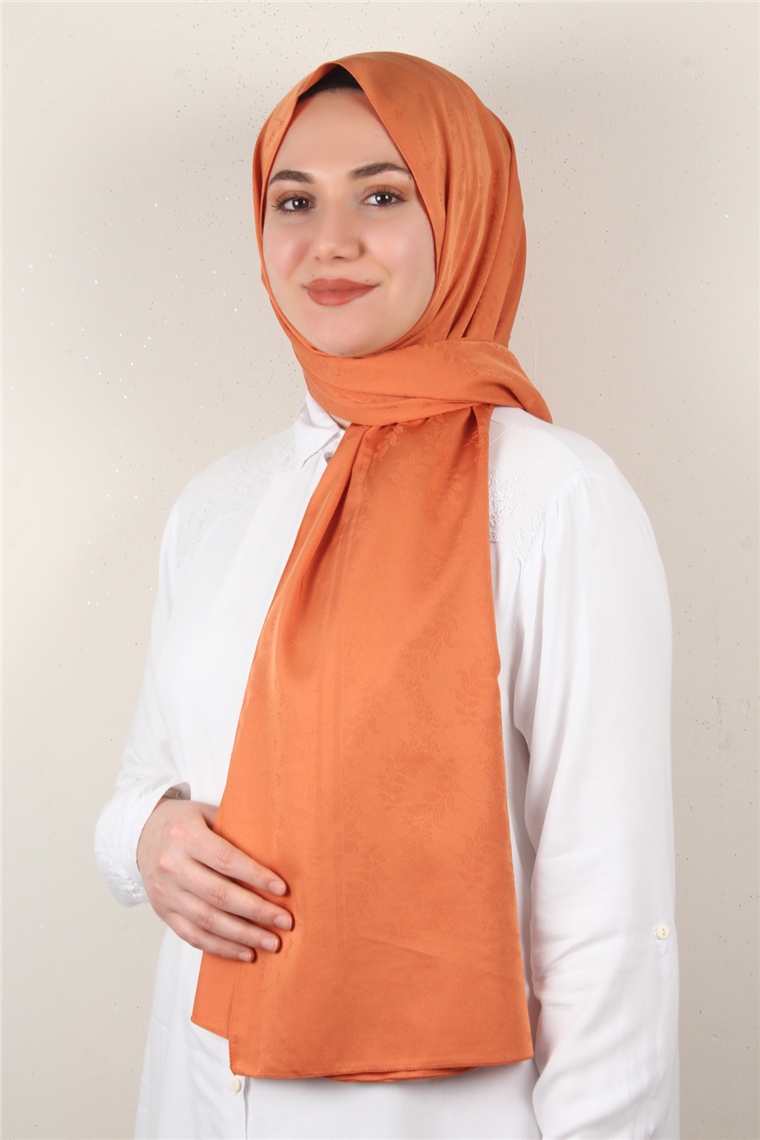 Jakarlı İpeksi Şal 8085-8 Orange