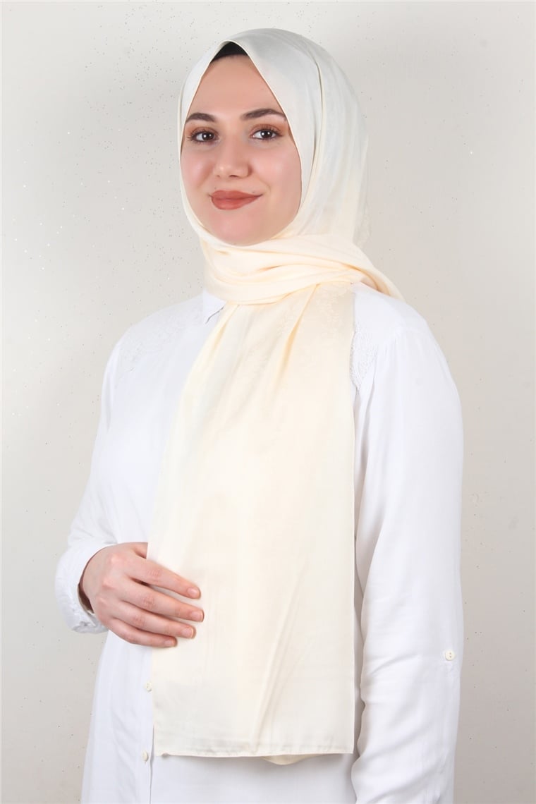 Jakarlı İpeksi Şal 8085-9 Vanilya