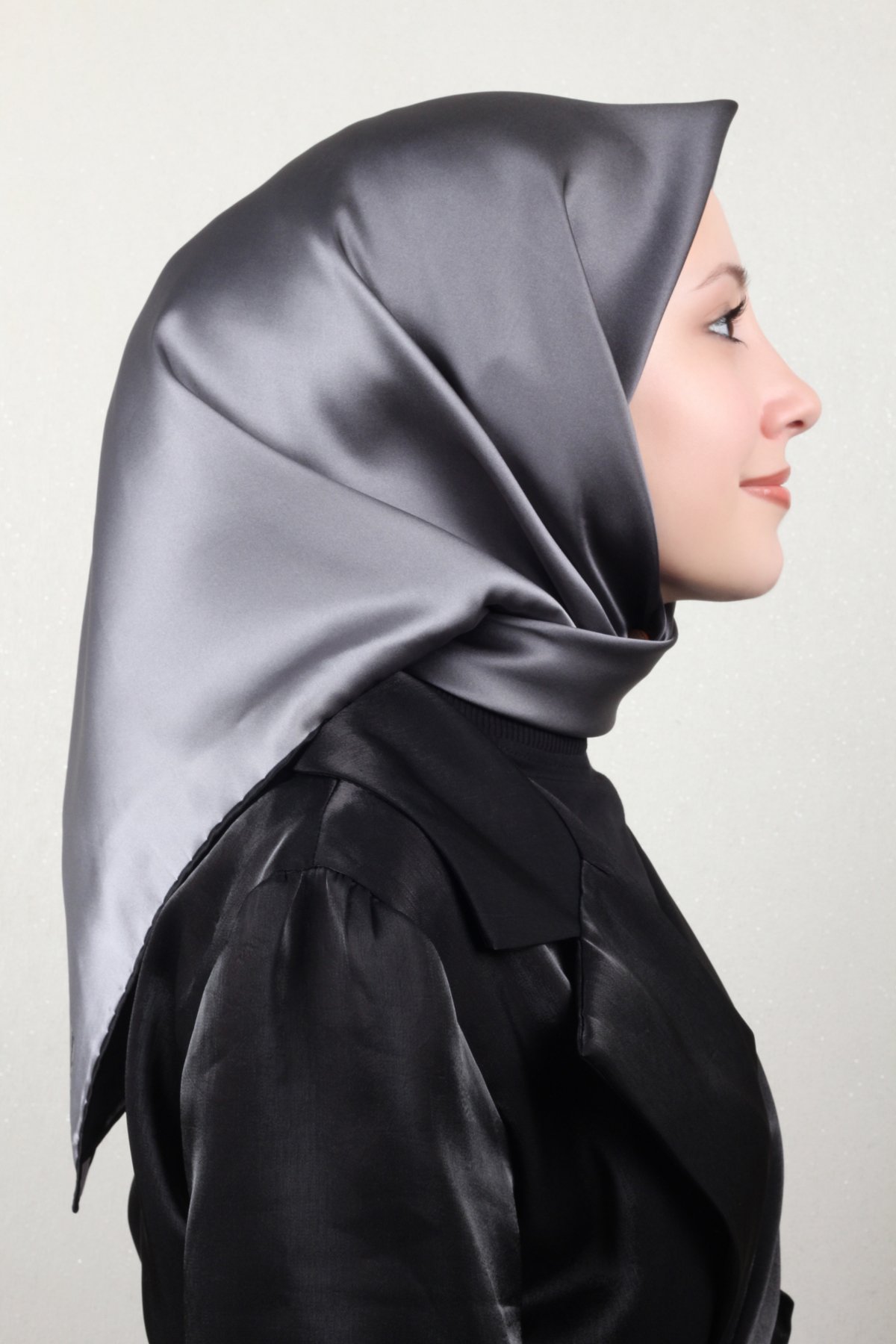 Joyas Degrade İpek Eşarp 4141-6 Gri-Siyah