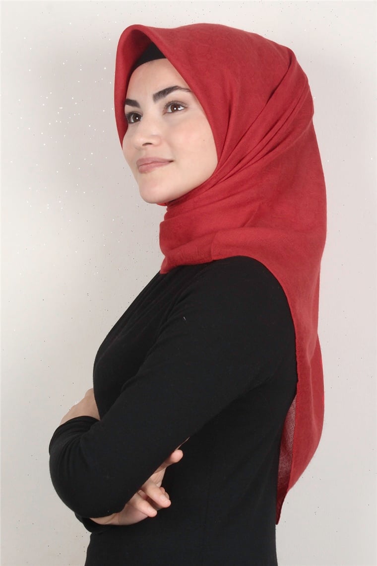 Keten Pamuklu Eşarp 3395-27 Kırmızı