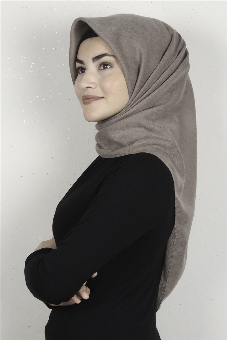Keten Pamuklu Eşarp 3395-6 Sütlü Kahve