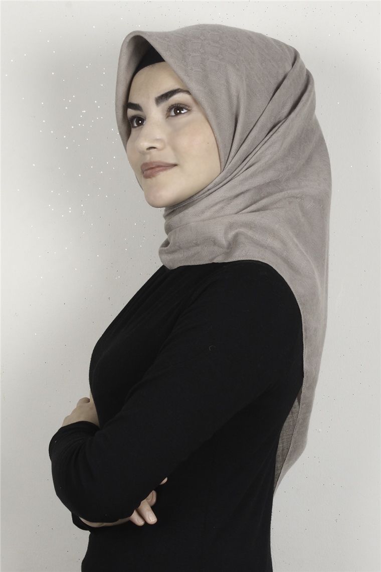 Keten Pamuklu Eşarp 3395-9 Açık Vizon