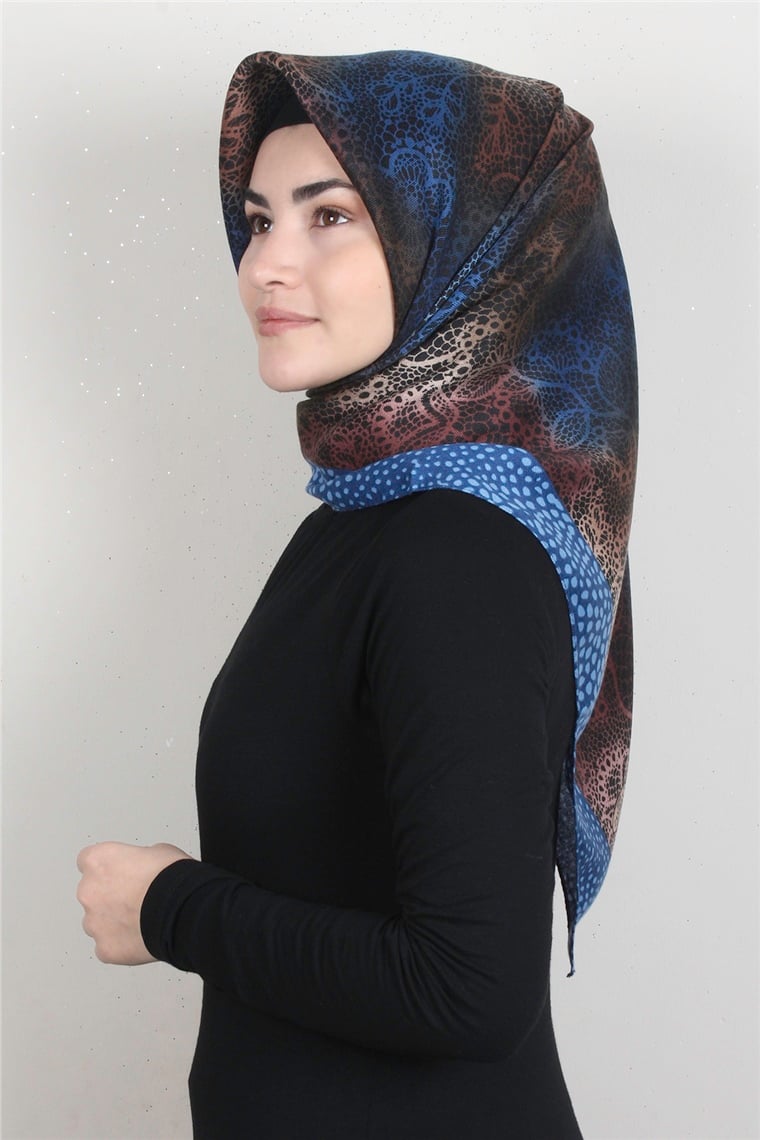 Kışlık Yün Eşarp 1153-6 Mavi