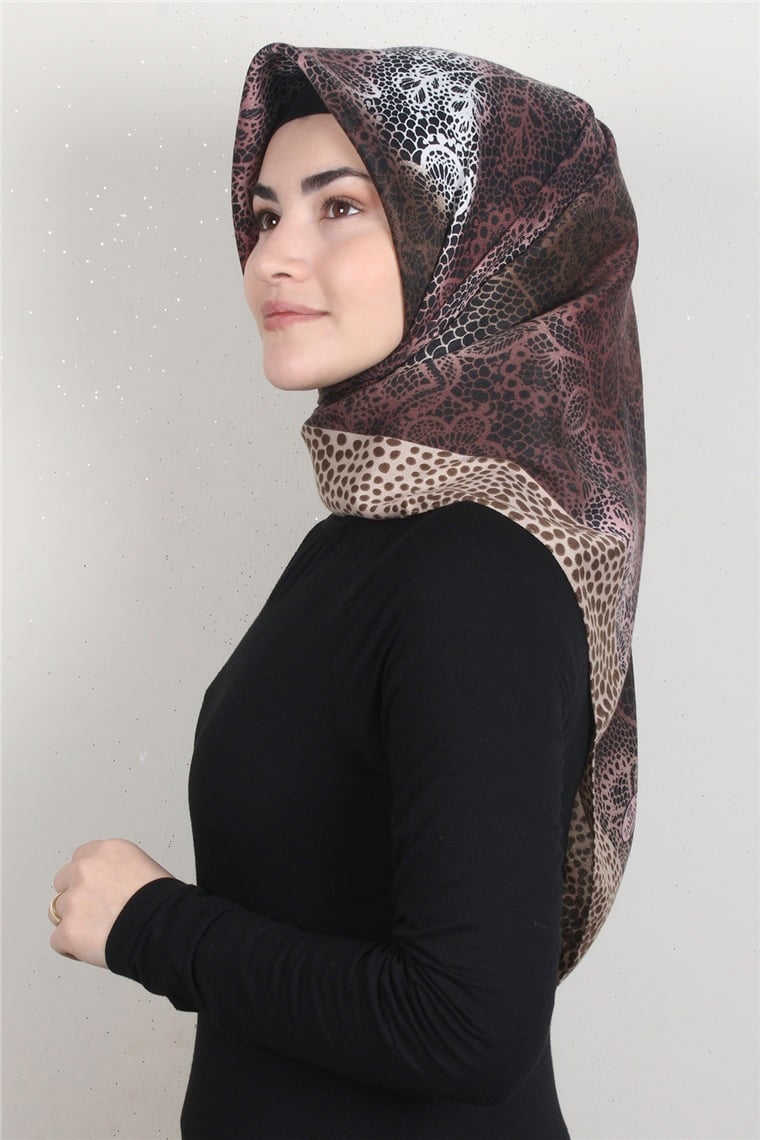 Kışlık Yün Eşarp 1153-7 Kahverengi