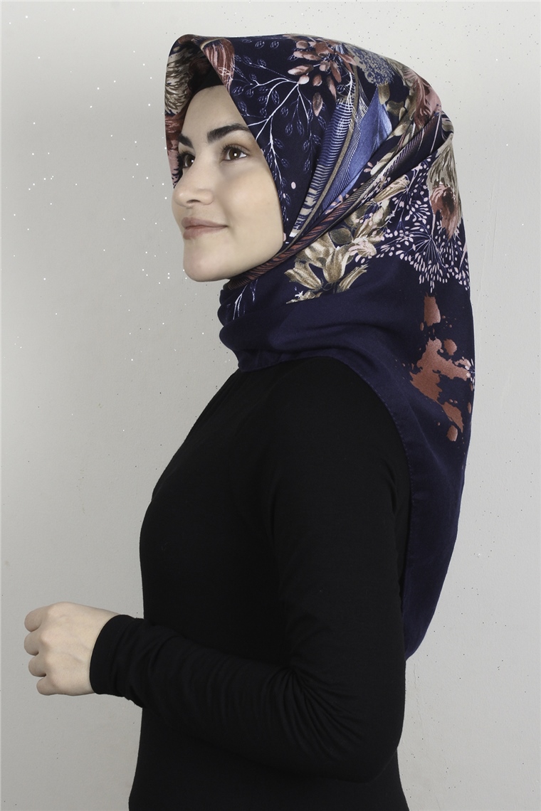 Kışlık Yün Eşarp 1194-19 Lacivert