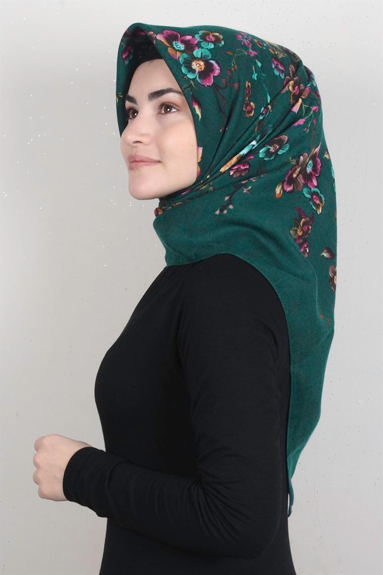 Kışlık Yün Eşarp 1197-1 Zümrüt Yeşili