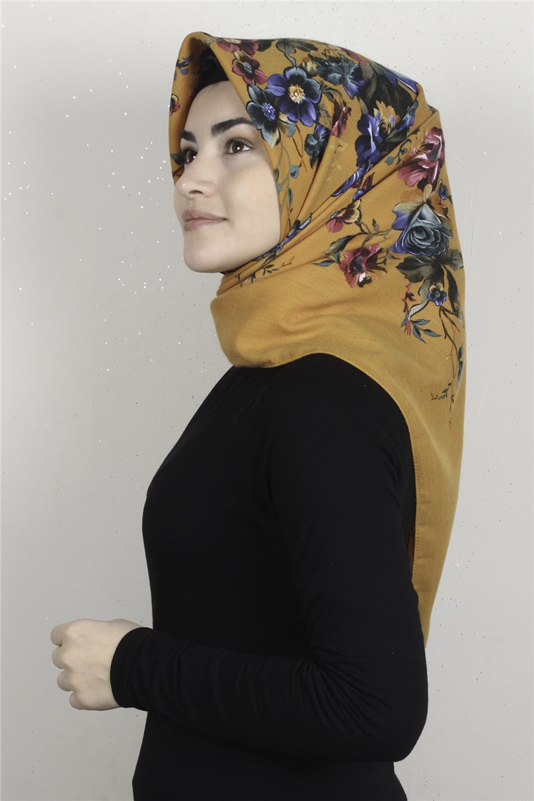 Kışlık Yün Eşarp 1197-4 Hardal