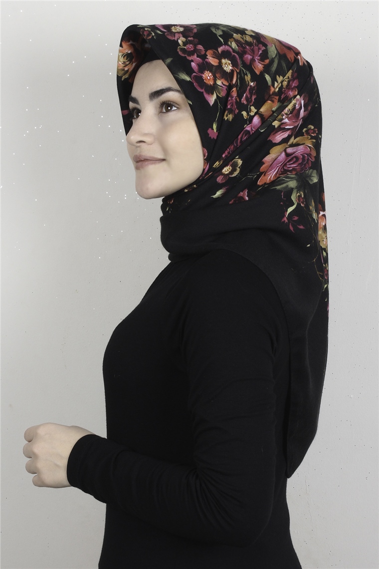 Kışlık Yün Eşarp 1197-6 Siyah