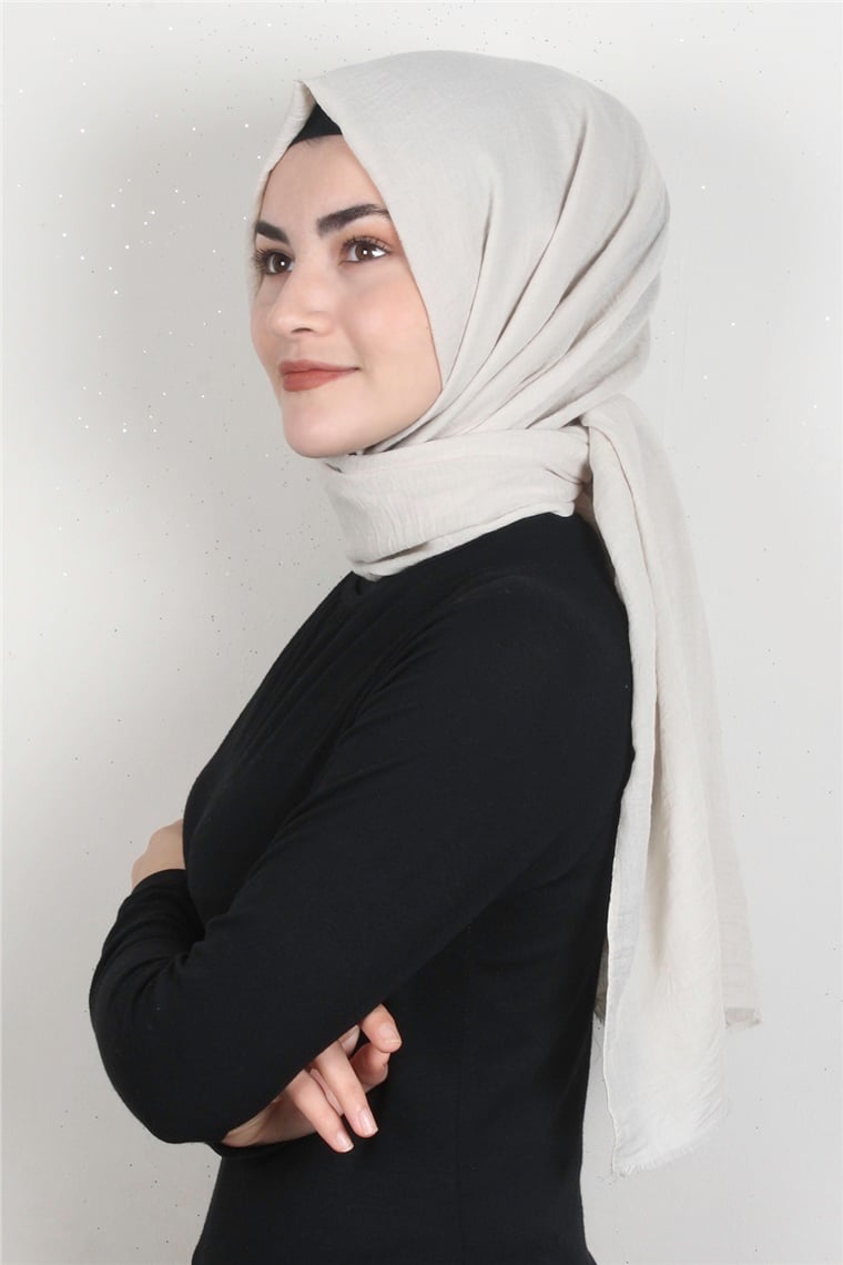 Kraşlı Pamuk Şal 2723-13 Taş