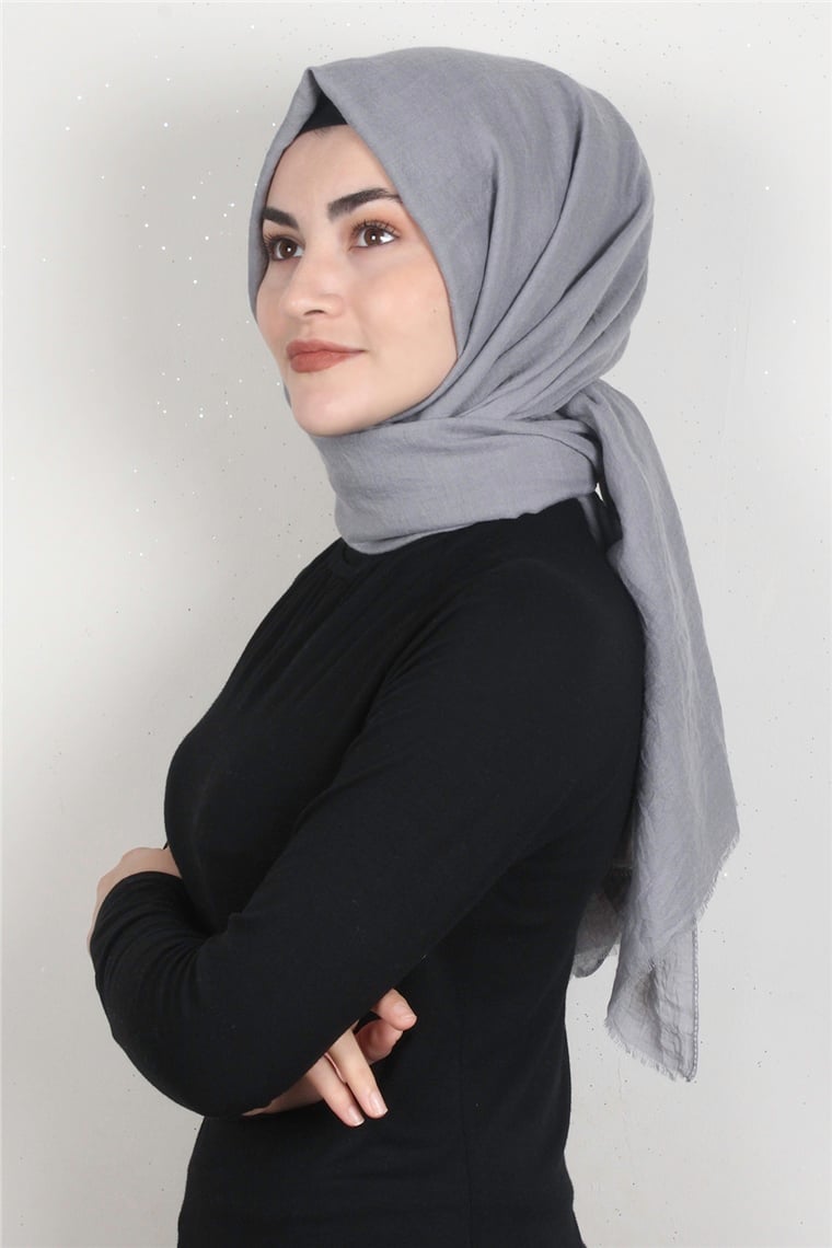Kraşlı Pamuk Şal 2723-17 Gri