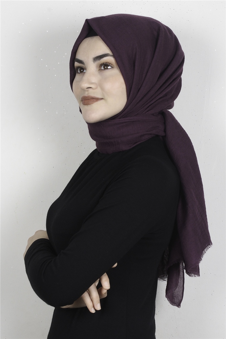 Kraşlı Pamuk Şal 2723-3 Mor