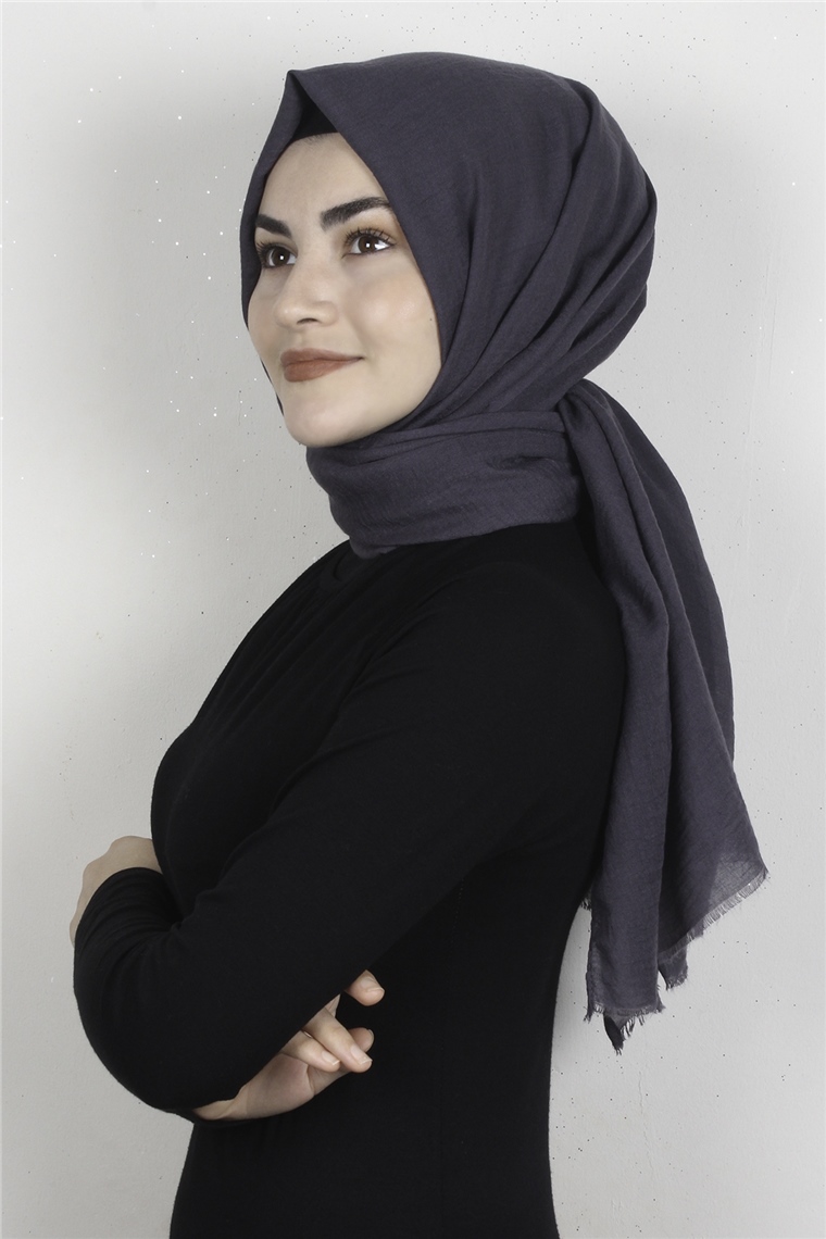Kraşlı Pamuk Şal 2723-4 Antrasit