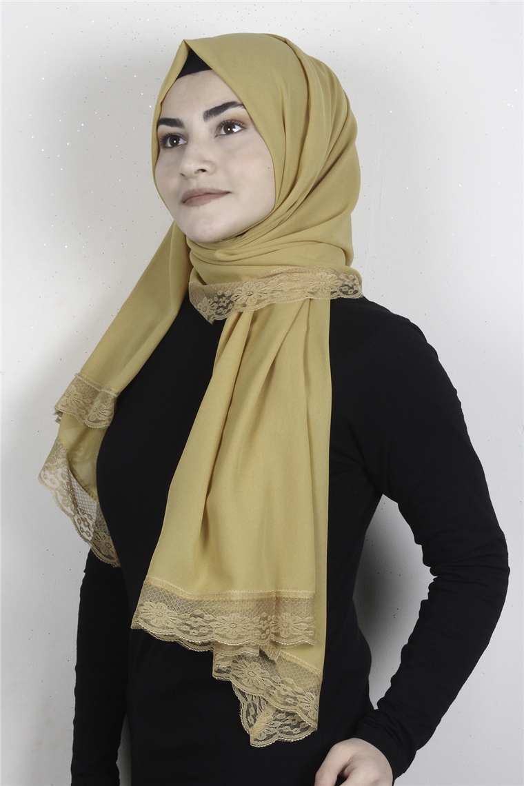 Krep Dantel Şal 1191-120 Sarı