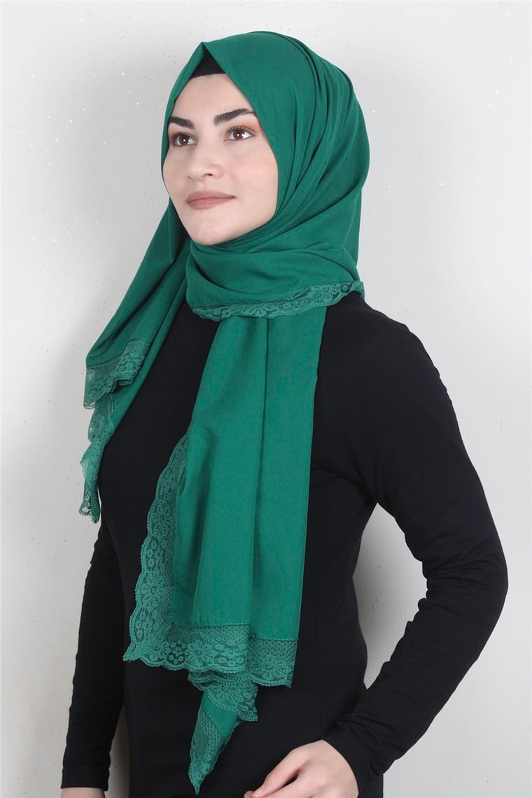 Krep Dantel Şal 1191-121 Yeşil