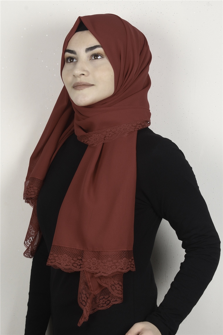 Krep Dantel Şal 1191-124 Kırmızı