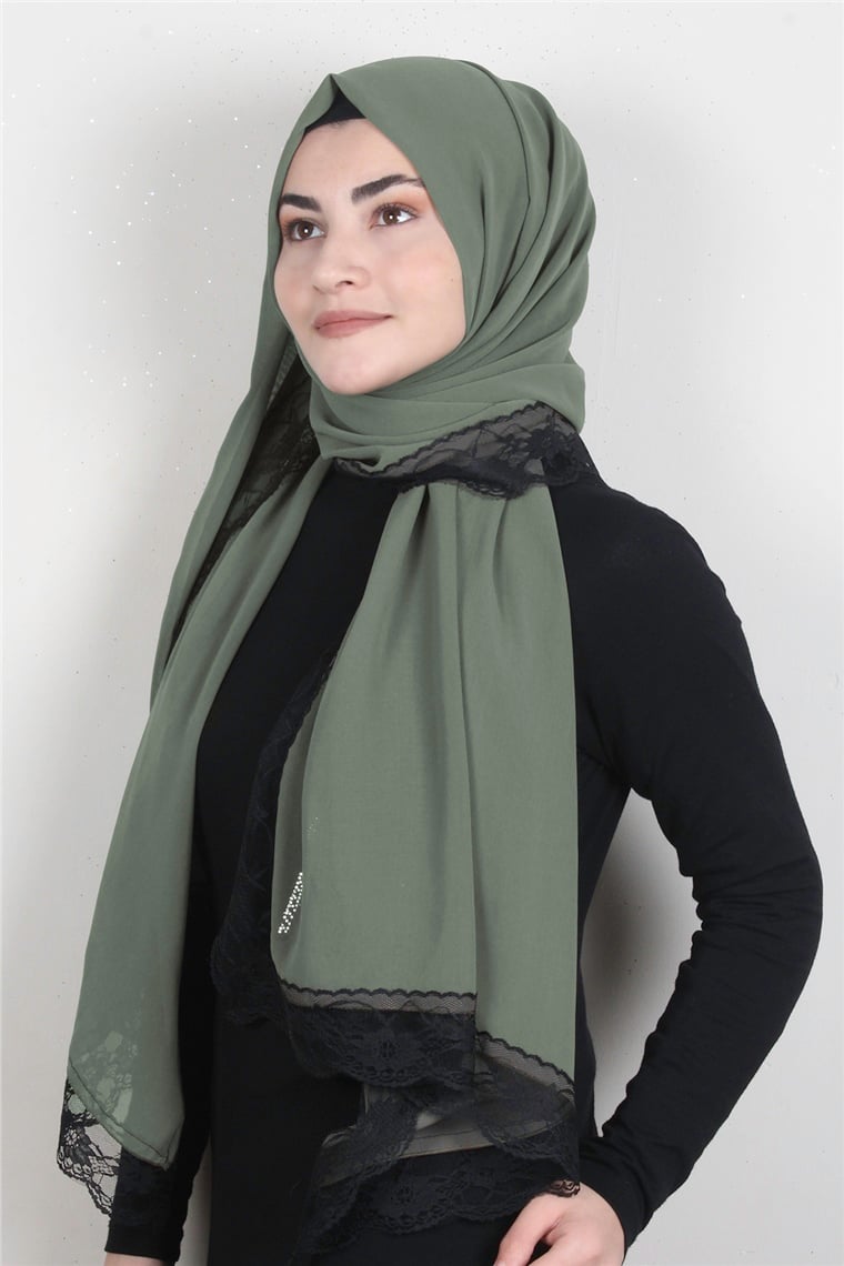 Krep Dantel Şal 1191-128 Çağla Yeşili