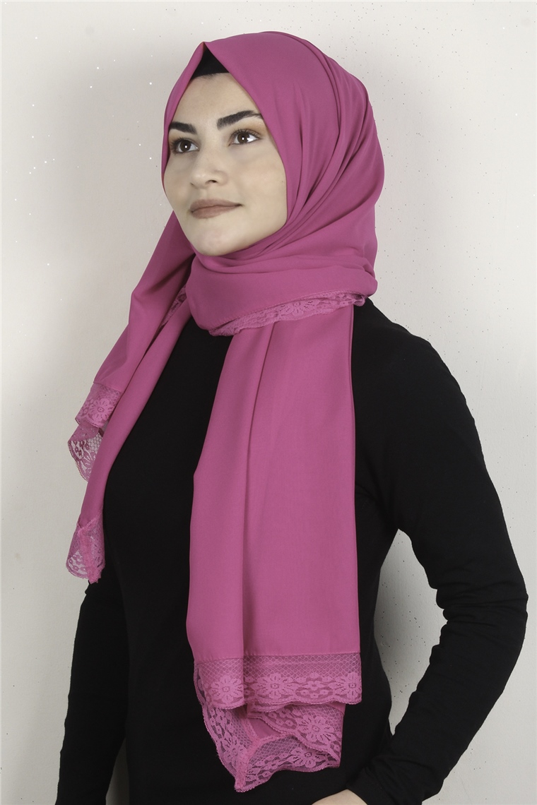 Krep Dantel Şal 1191-133 Pembe