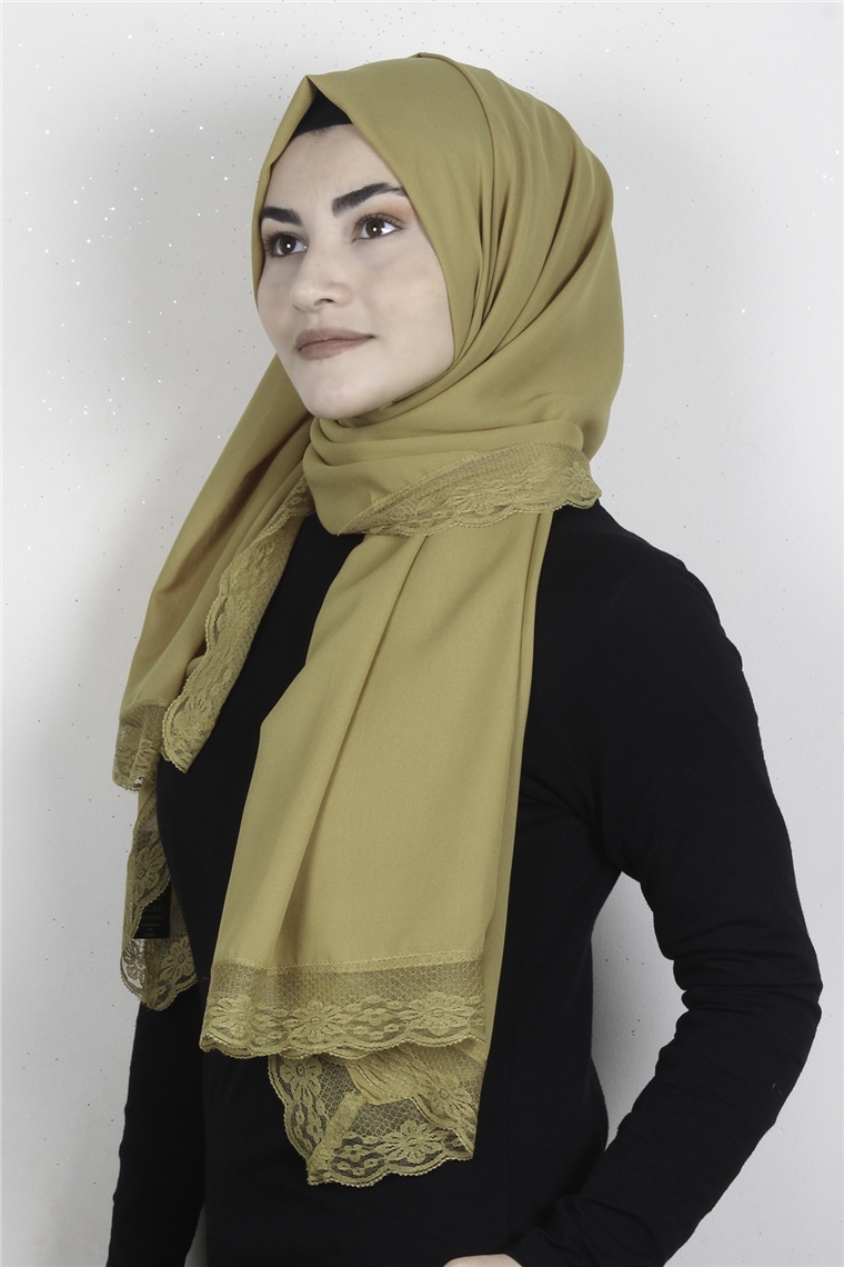 Krep Dantel Şal 1191-135 Hardal