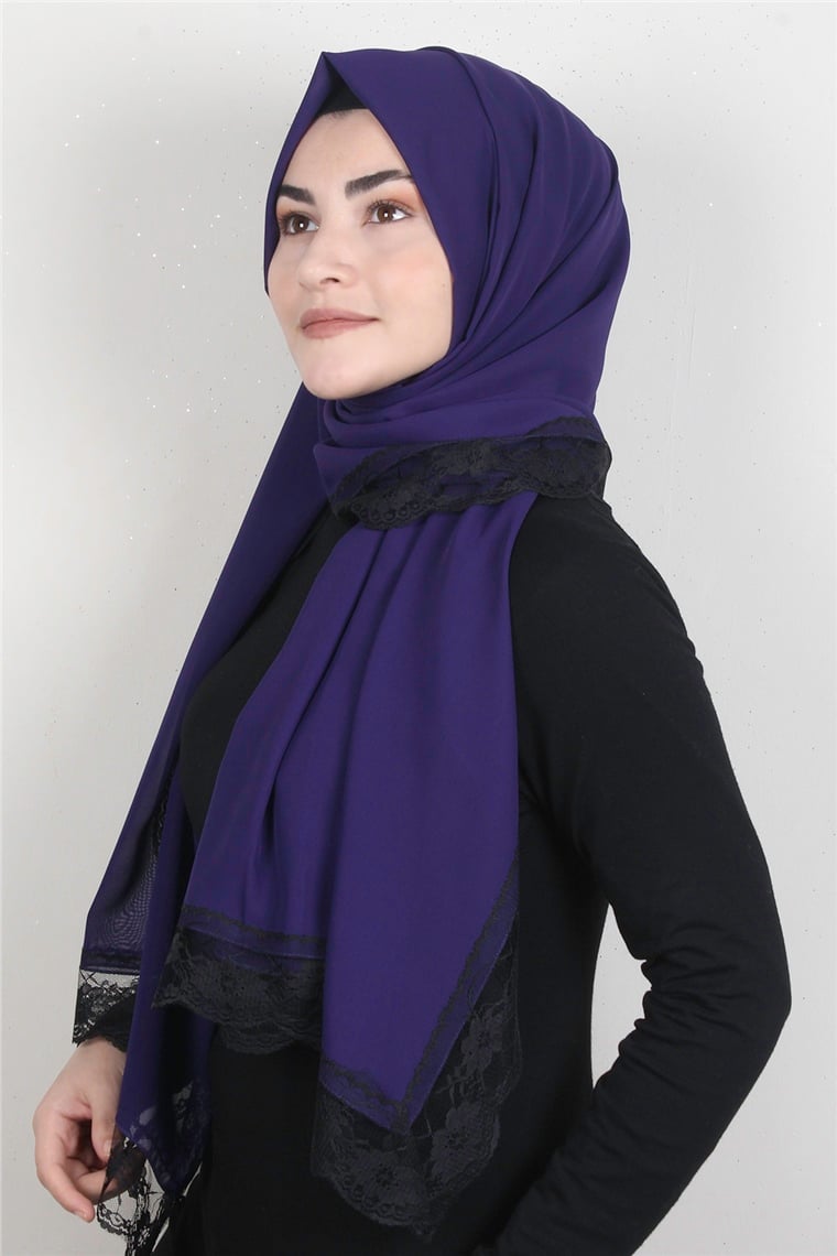 Krep Dantel Şal 1191-138 Mor