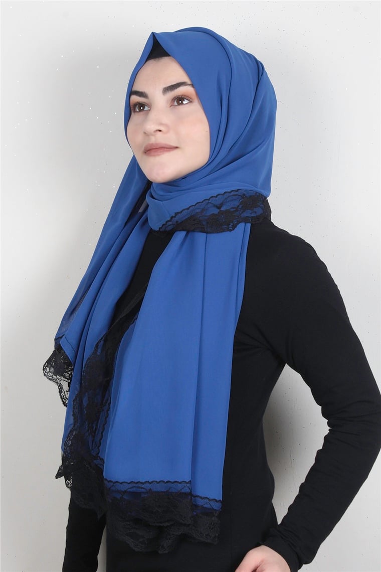 Krep Dantel Şal 1191-32 Gece Mavisi