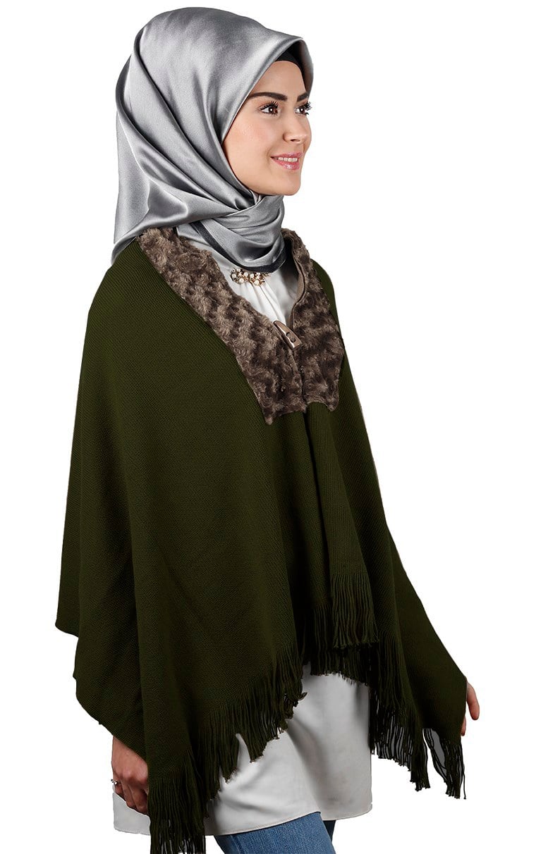 Kürklü Triko Omuz Şalı 2020-6