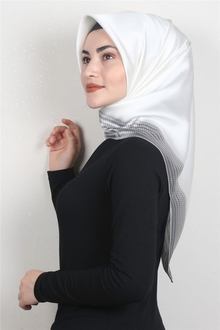 Lady Eşarp 3630-9 Krem-Gümüş