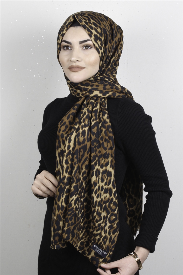 Leopar Desenli Şal 2680-2 Leopar Bal Köpüğü