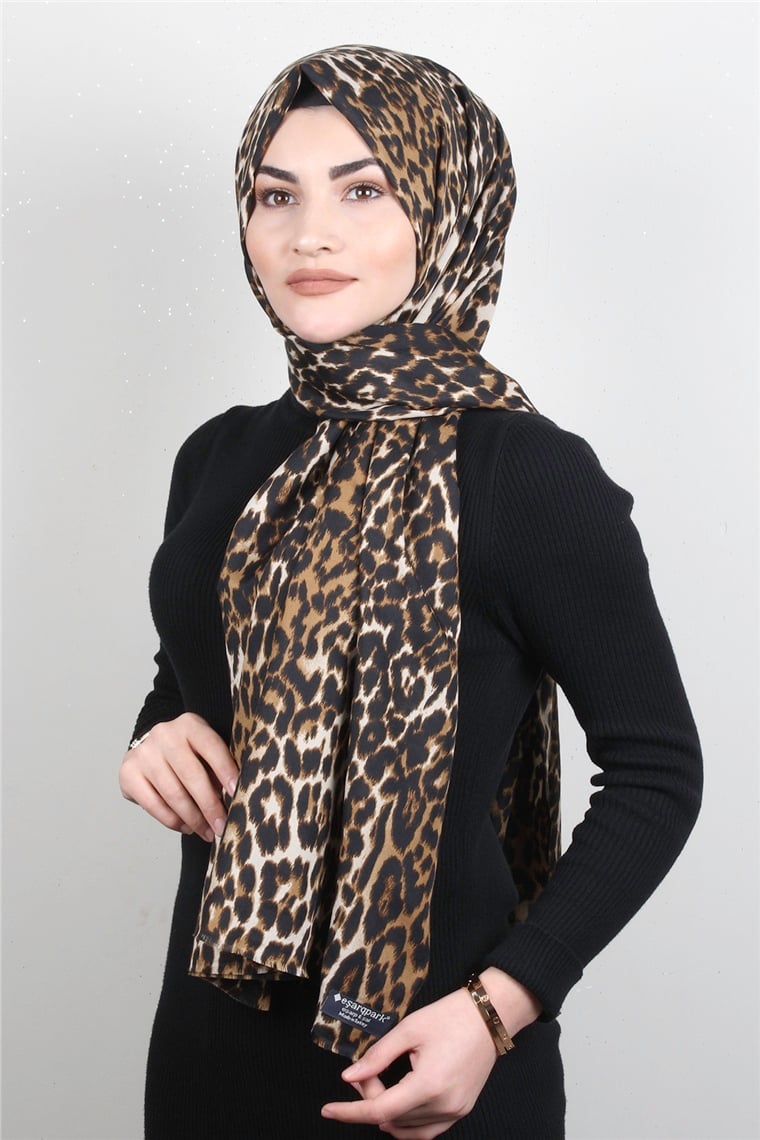 Leopar Desenli Şal 2680-7 Leopar Gold