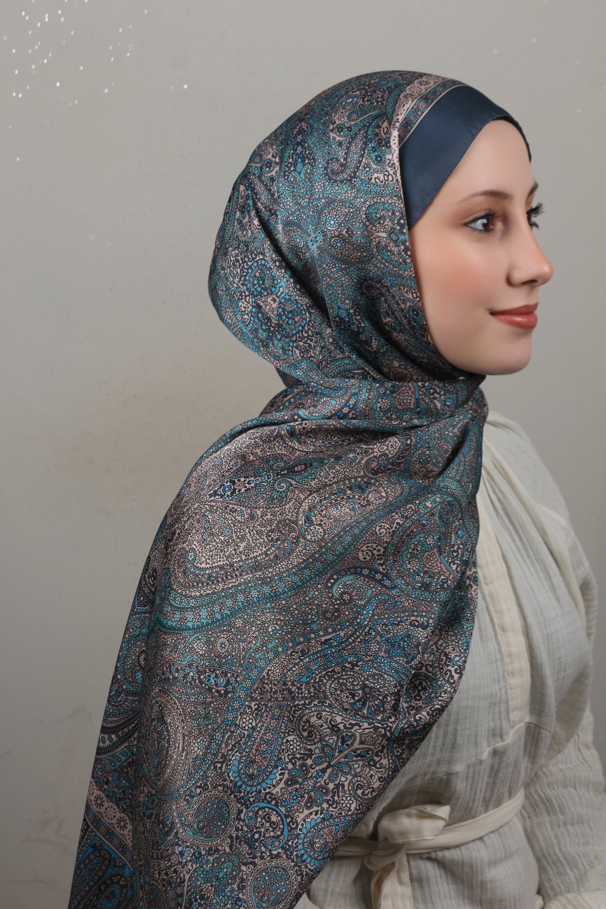 Linda Etnik Desen Şal 1718-12 Mavi 