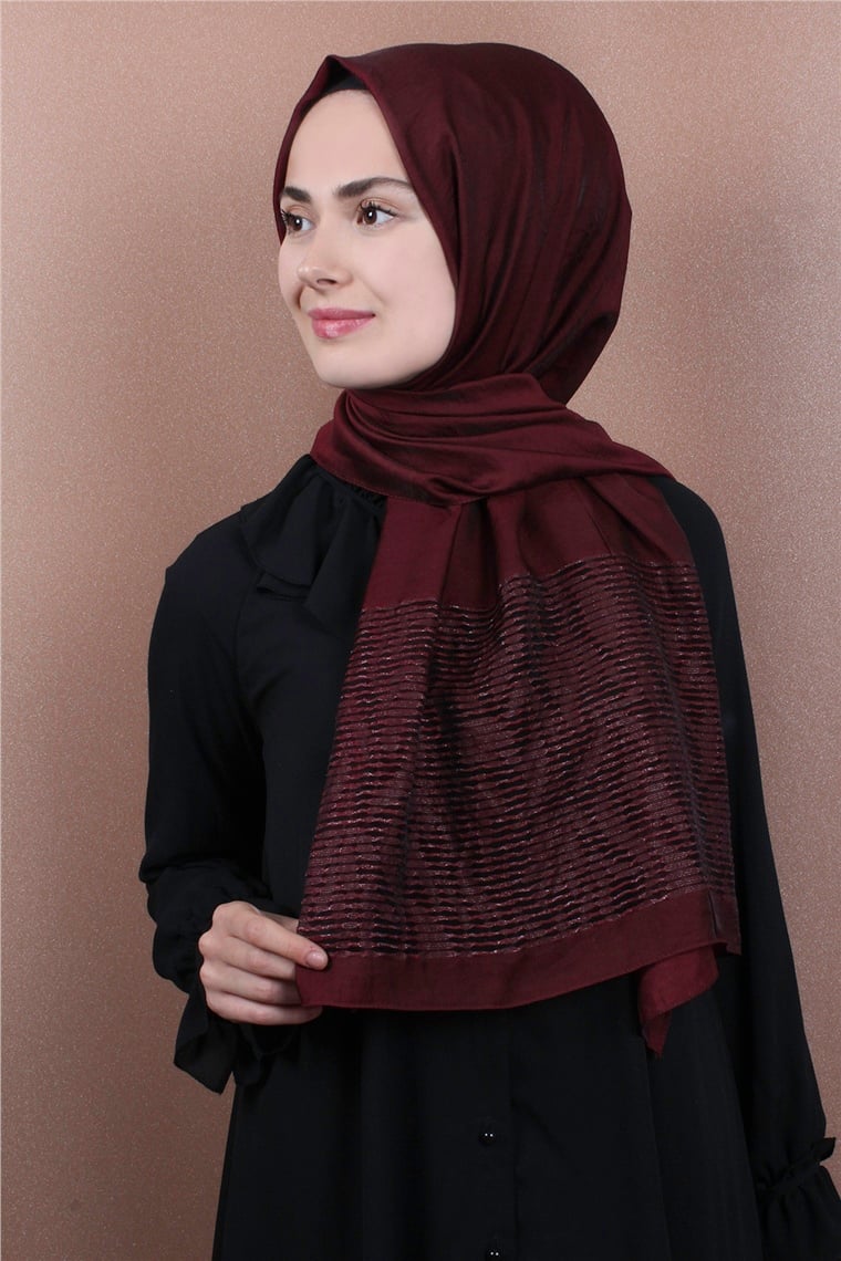 Liza Simli Şal 2629-7 Bordo