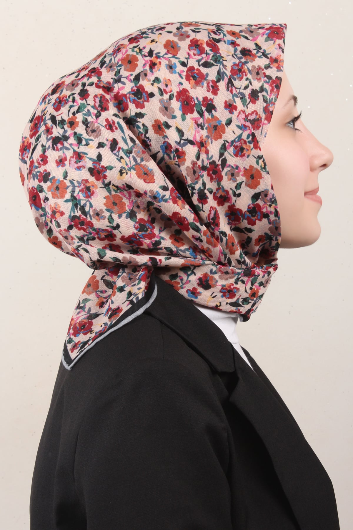 Lo'cella Pamuklu Soft Eşarp 4161-8 Siyah-Bej