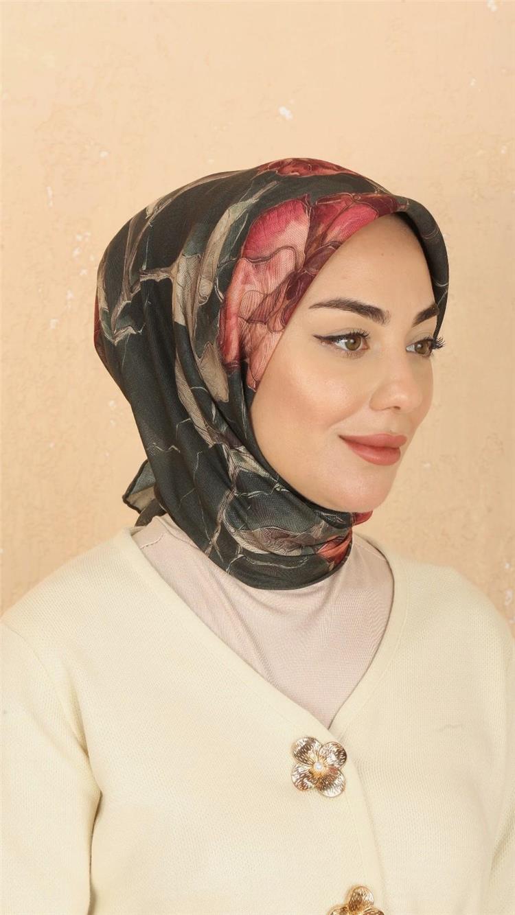 Lo'cella Pamuklu Soft Eşarp 4524-3 Koyu Yeşil 