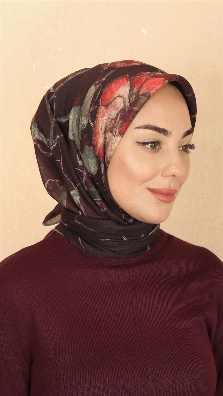 Lo'cella Pamuklu Soft Eşarp 4524-7 Koyu Bordo 