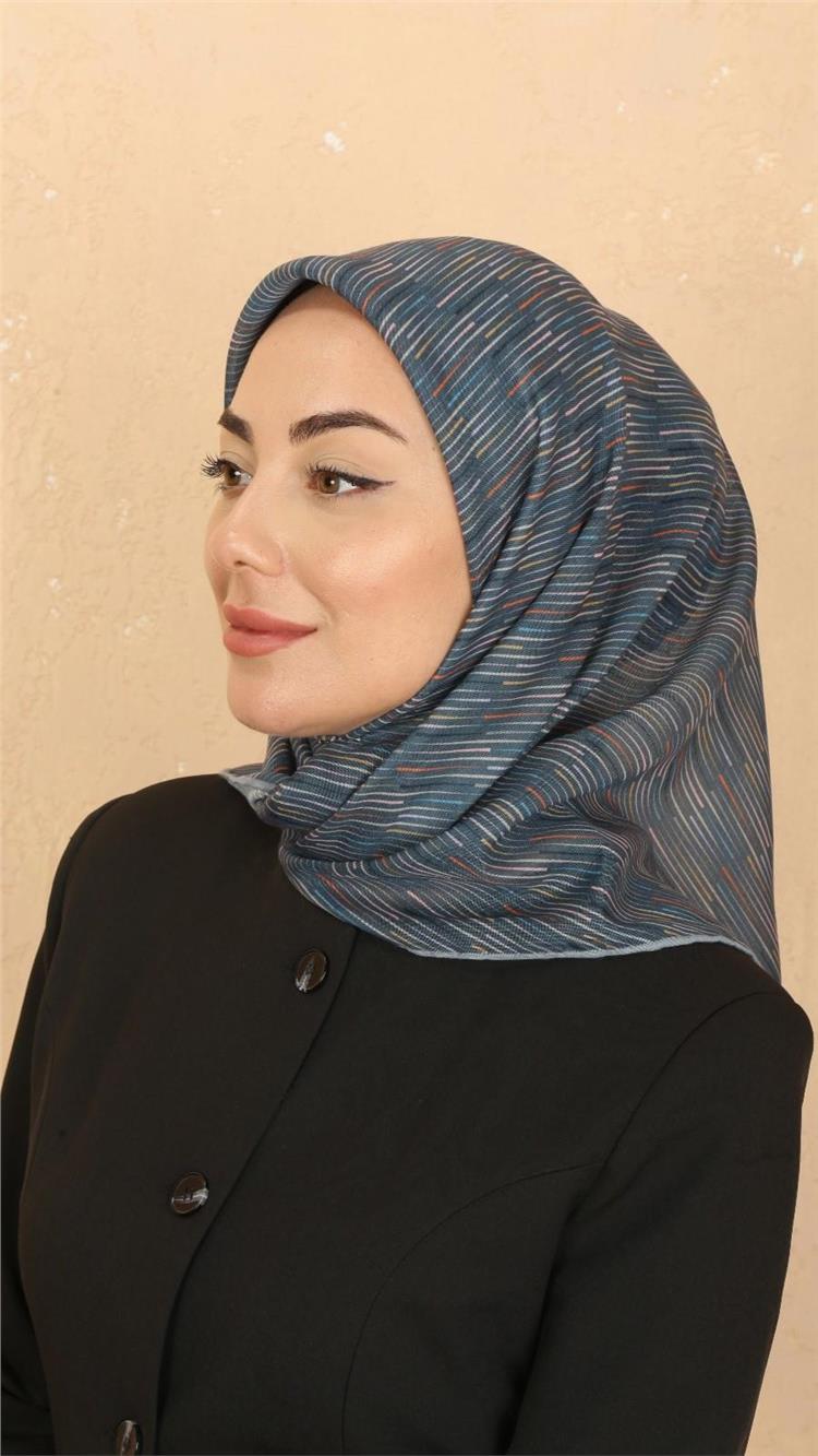 Lo'cella Pamuklu Soft Eşarp 4528-8 Petrol Mavisi 