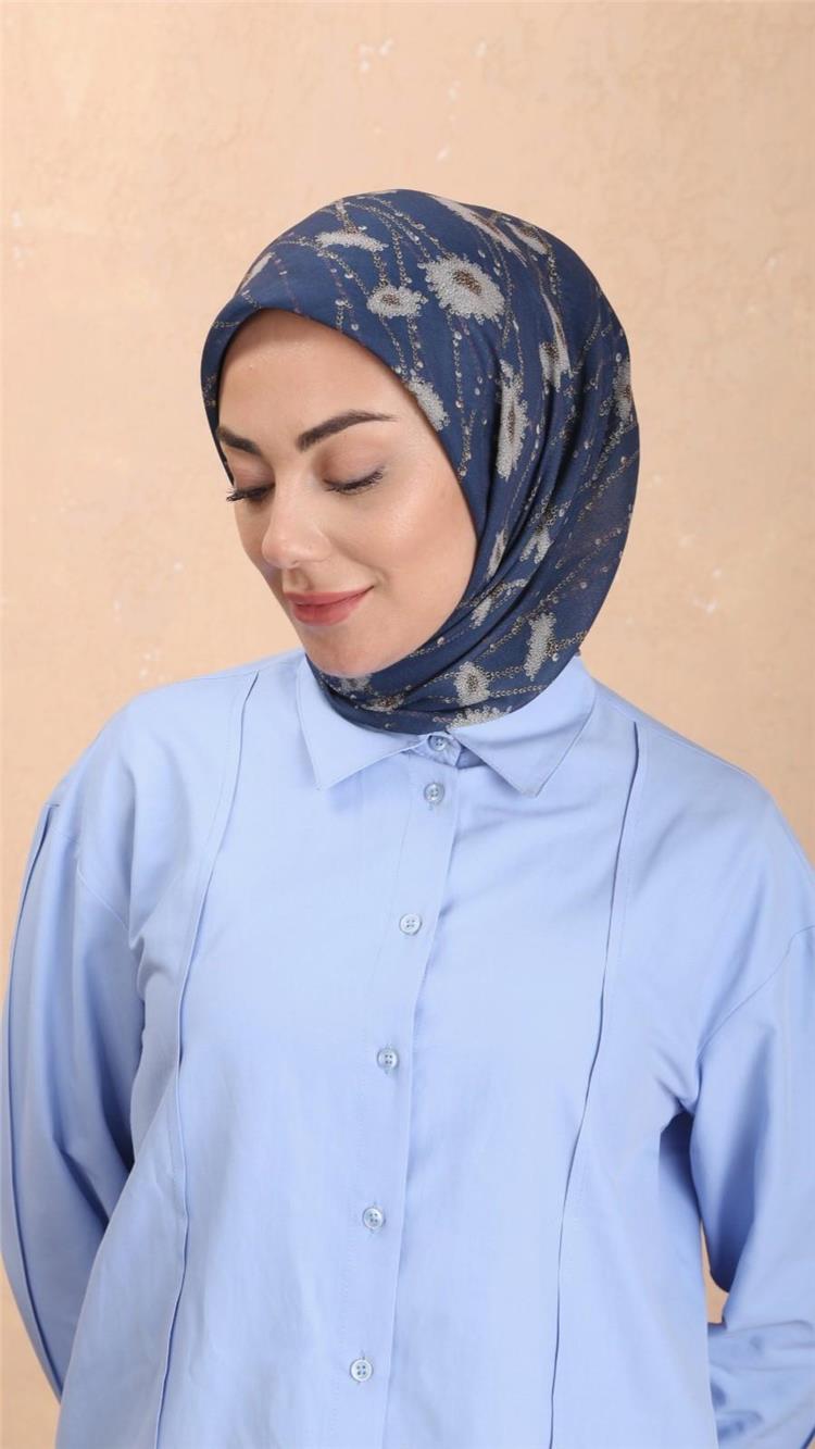 Lo'cella Pamuklu Soft Eşarp 4531-8 Mavi 