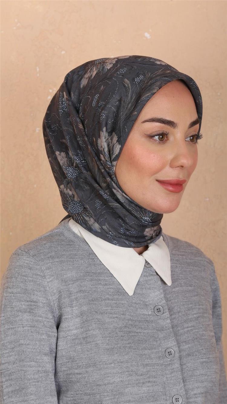 Lo'cella Pamuklu Soft Eşarp 4532-6 Koyu Gri 