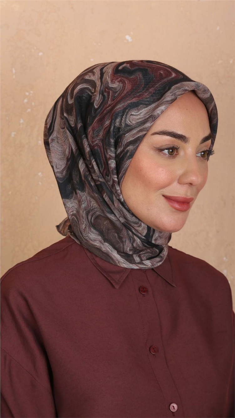 Lo'cella Pamuklu Soft Eşarp 4535-12 Siyah-Vizon 