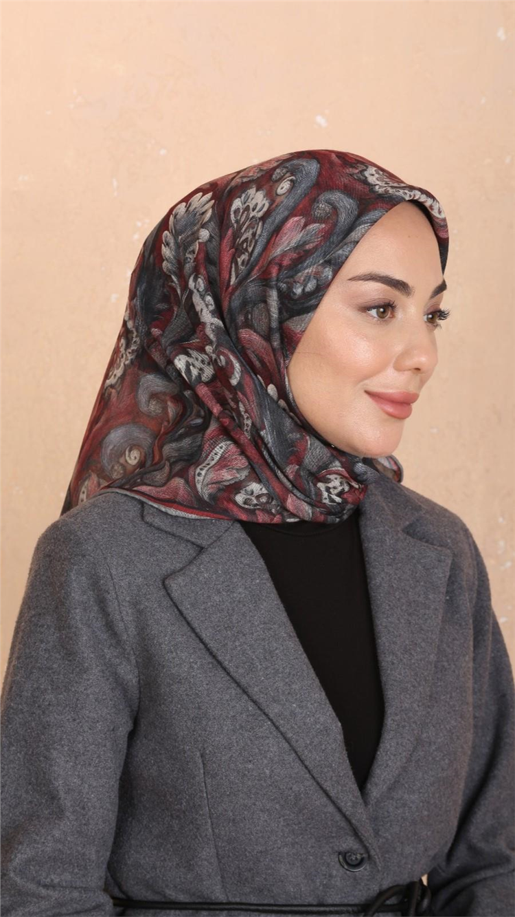 Lo'cella Pamuklu Soft Eşarp 4537-8 Bordo 