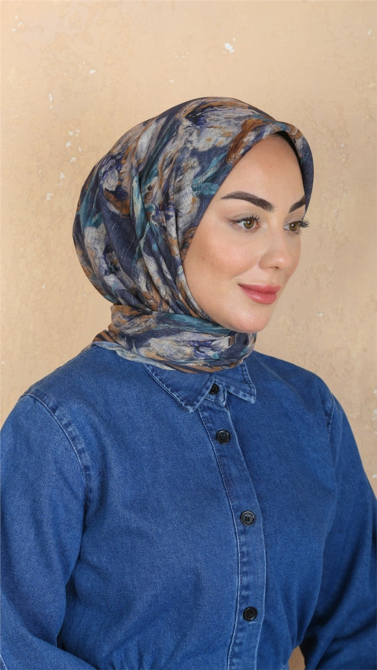 Lo'cella Pamuklu Soft Eşarp 4551-10 Lacivert 