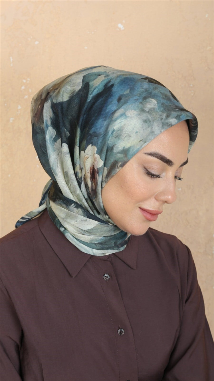 Lo'cella Pamuklu Soft Eşarp 4552-7 Petrol 
