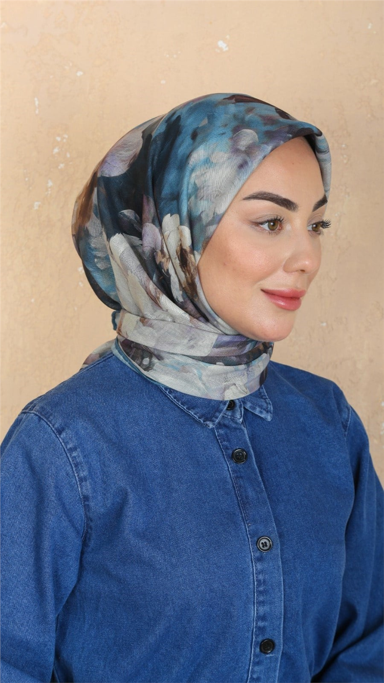 Lo'cella Pamuklu Soft Eşarp 4552-8 Mavi 