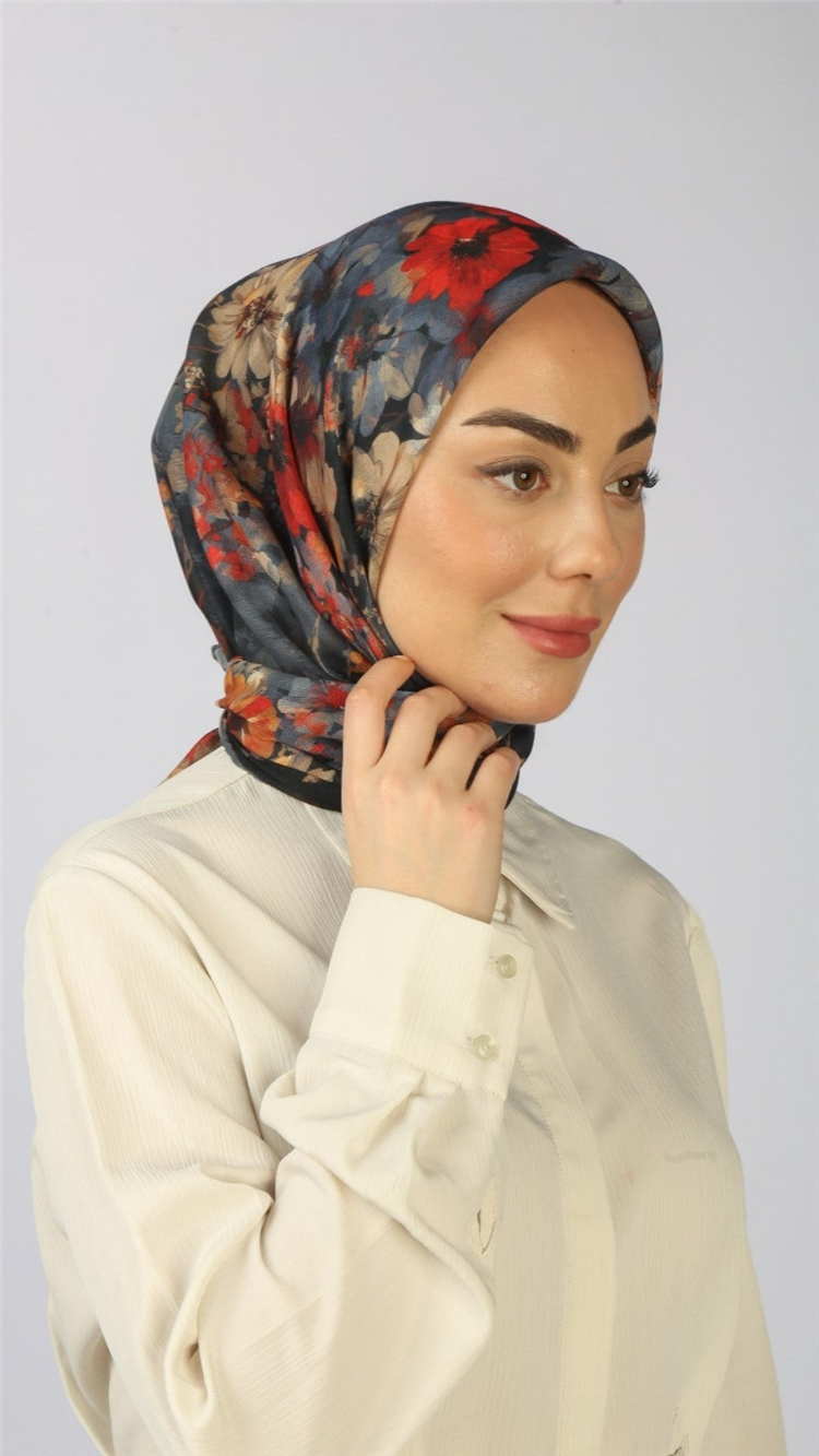 Lo'cella Pamuklu Soft Eşarp 4554-10 Lacivert 