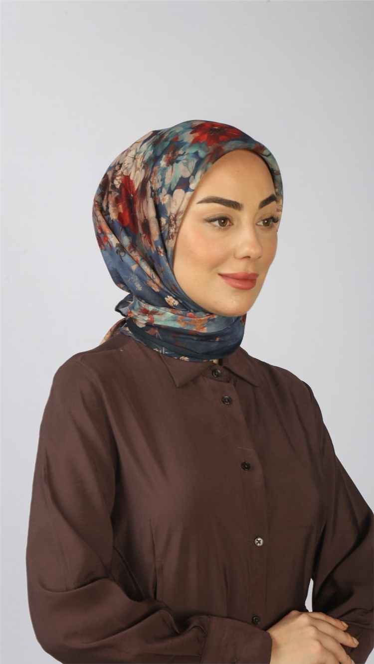 Lo'cella Pamuklu Soft Eşarp 4554-6 Mavi 