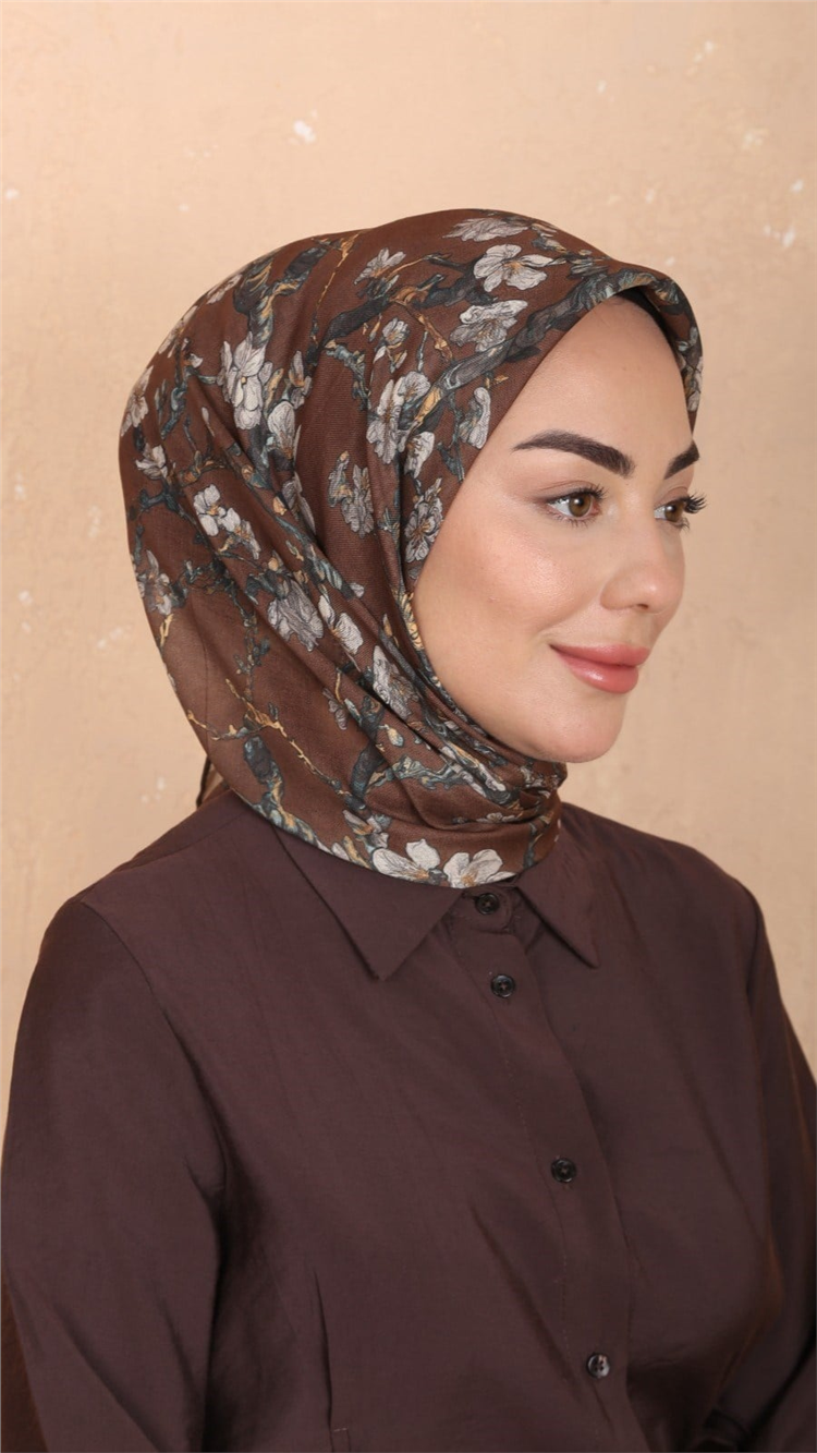 Lo'cella Pamuklu Soft Eşarp 4555-2 Çikolata Kahve 