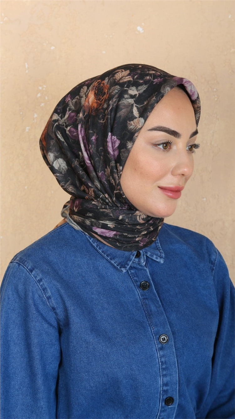 Lo'cella Pamuklu Soft Eşarp 4560-4 Siyah 
