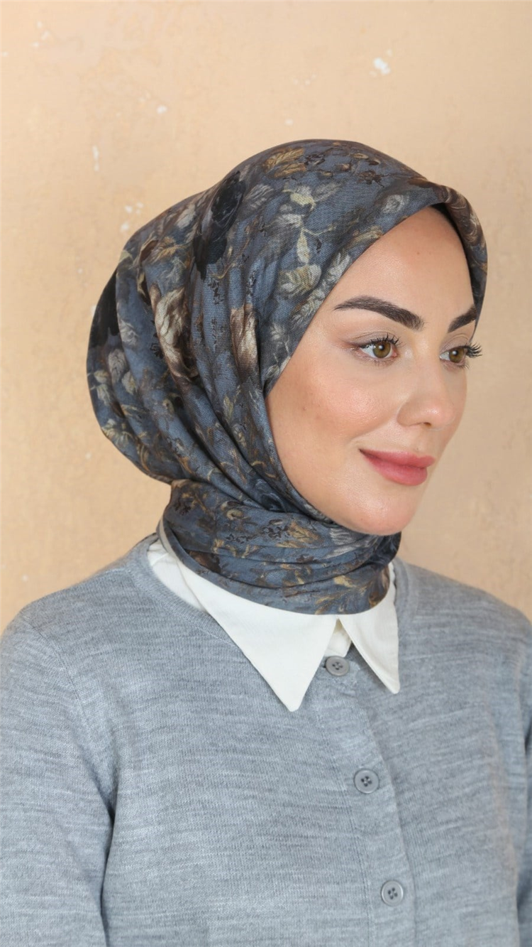 Lo'cella Pamuklu Soft Eşarp 4560-9 Koyu Gri 